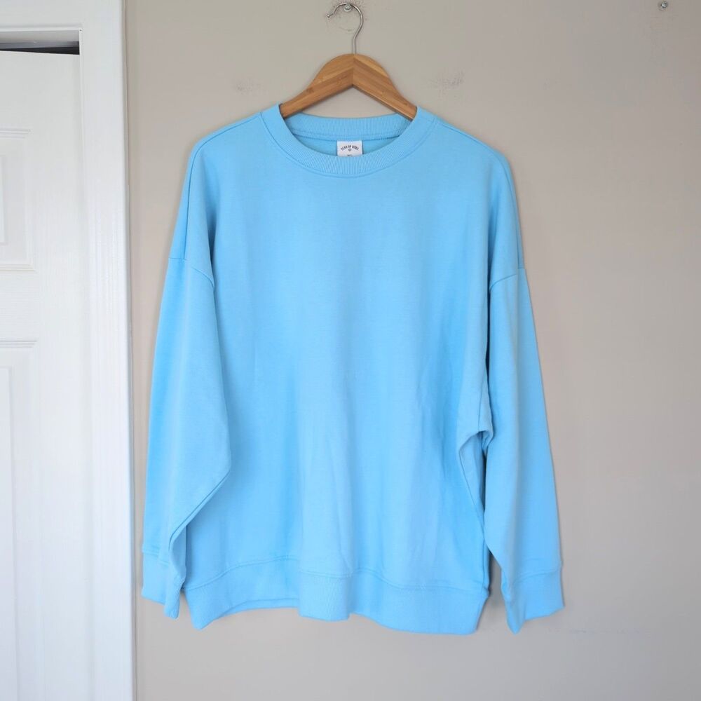 Year of Ours NWT Blue Cotton Crewneck Sweatshirt Medium/Large 100% Cotton